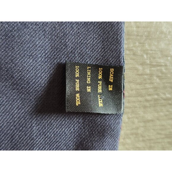 Vintage Blue Red Paisley Scarf Silk Wool Lining - Picture 3 of 4